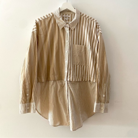 Madewell Tops - Madewell Modular Oversized Button-Up Shirt in Mixed Stripe Women's Size XL